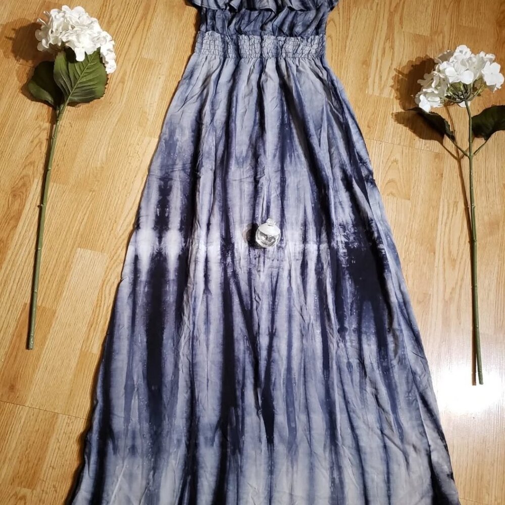 LEO MEETS VIRGO Tie Dye Off Shoulder Maxi Dress - Picture 3 of 12